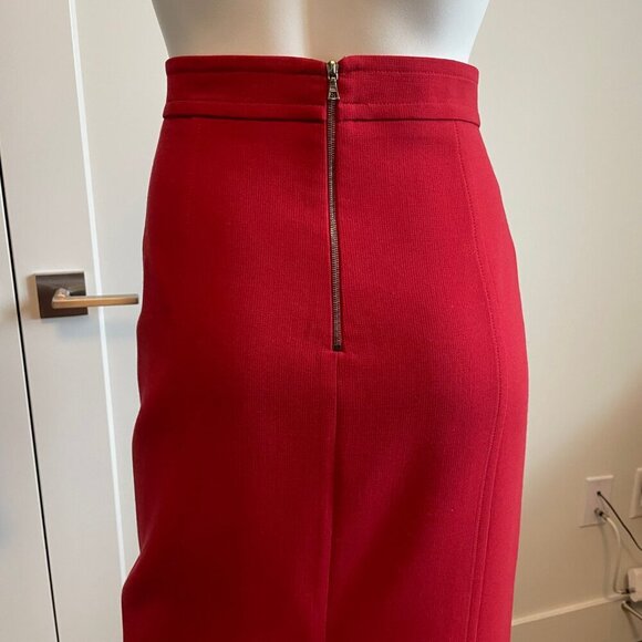 Judith & Charles Modern Lined Wool Blend Pencil Midi Skirt Red Sz 8 - Picture 6 of 11
